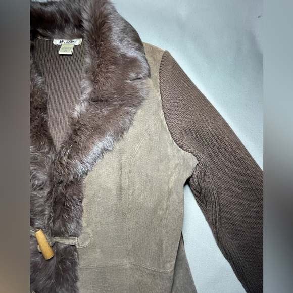 Vintage Suede Rabbit Brown Sweater Jacket - Picture 7 of 7